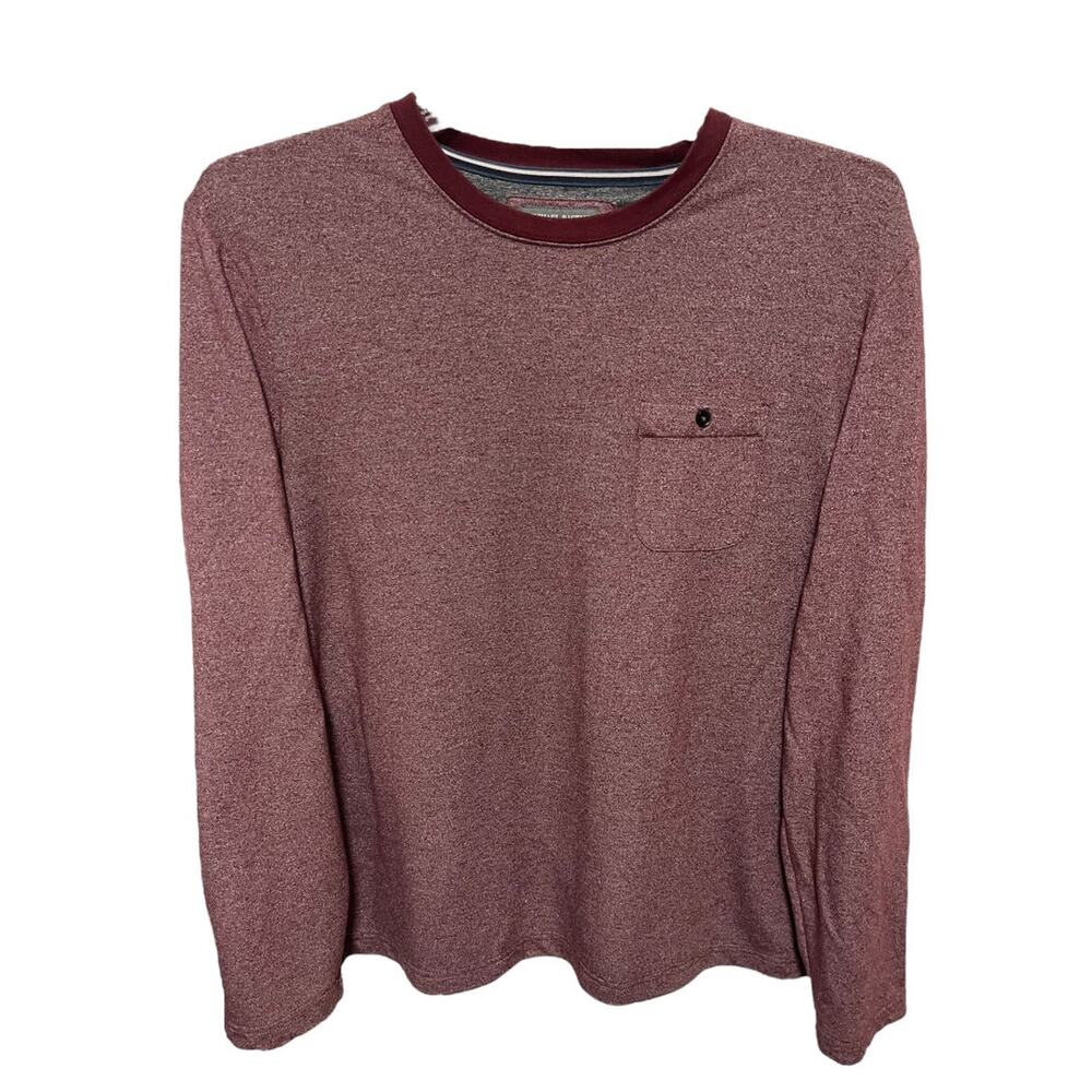 Large Michael Bastian Long Sleeve Pocket Mens Crew Neck Red Heather